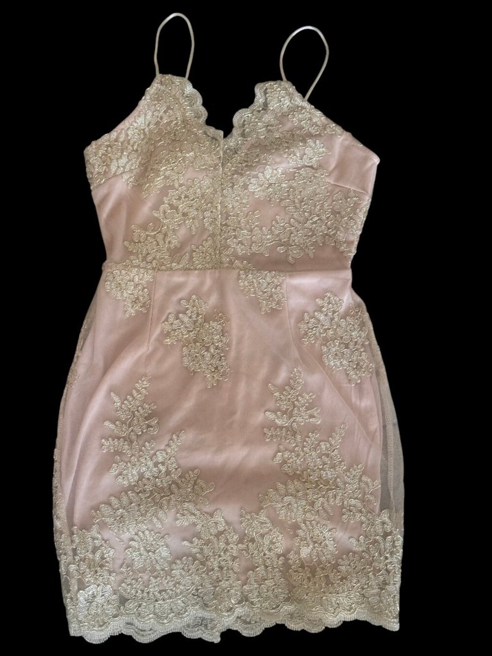 For Love & Other Things Gold & Pink Lace Mini Dress NWT Size Small to Medium